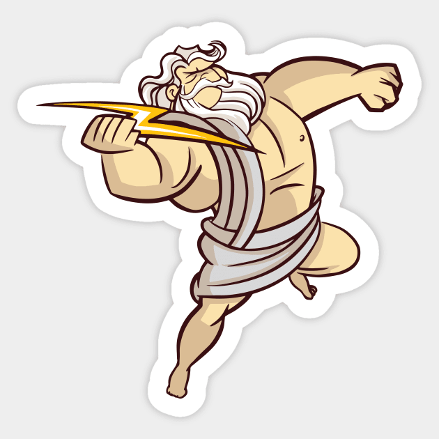 Funny Greek God Zeus with Lightning Bolt Sticker by SLAG_Creative